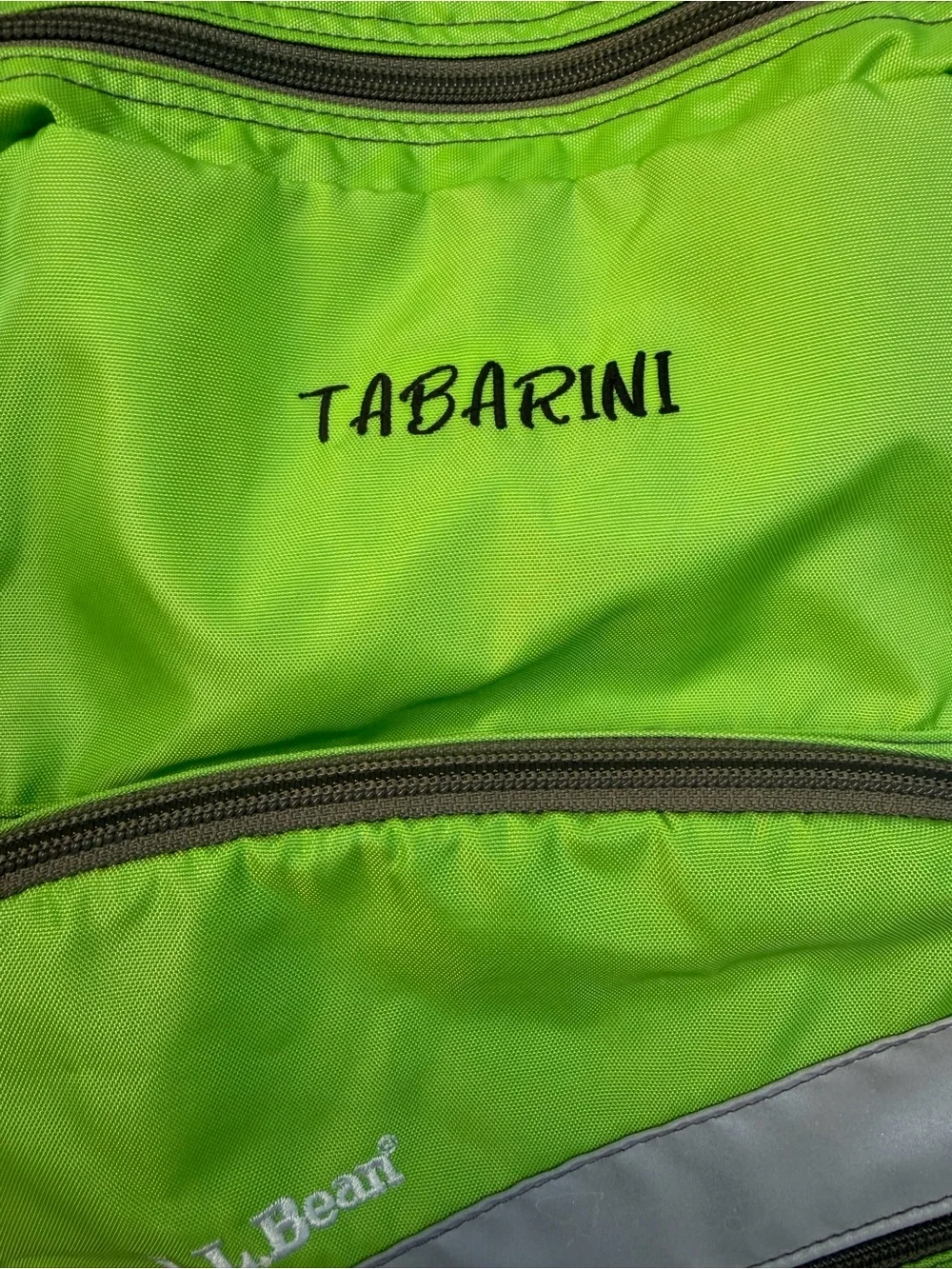 L.L.Bean Backpack Lime Green Reflective School Travel Daypack Tabarini 19”